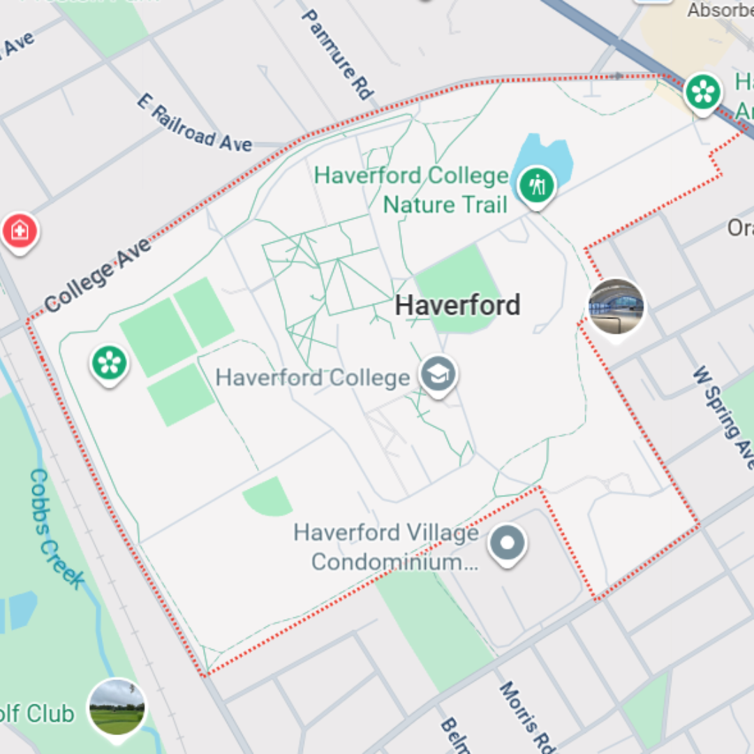 Google Map view of Haverford, PA Area