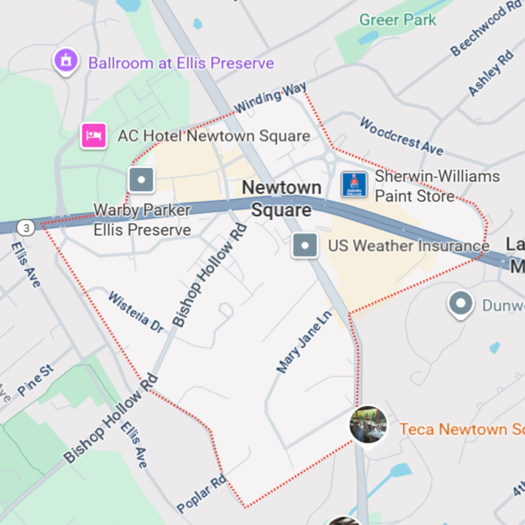 Google Maps image of Newtown Square, PA