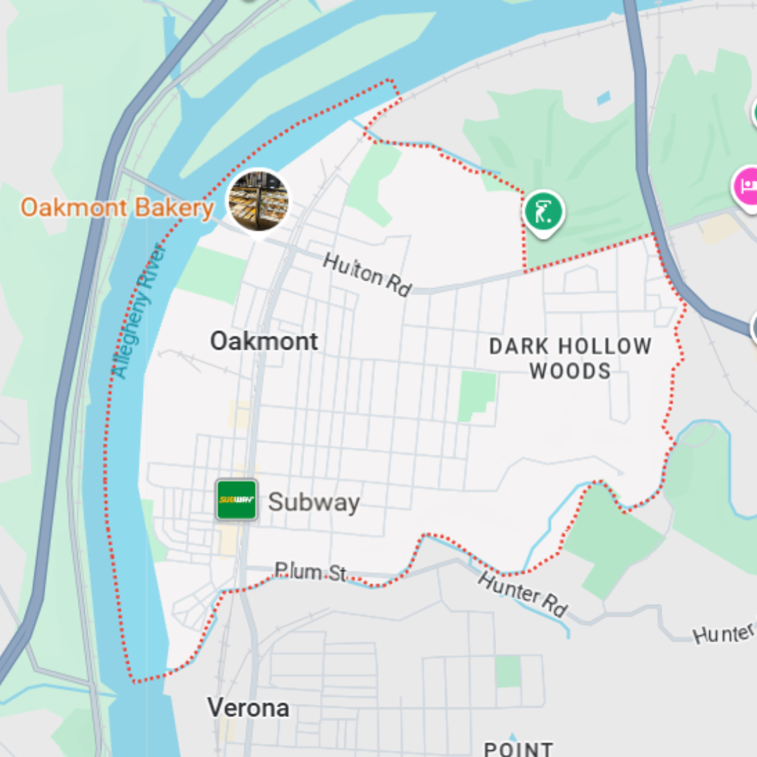 Google Maps image of Oakmont, PA
