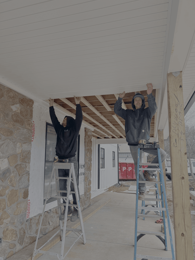 Metzler team works together to install shiplap ceiling